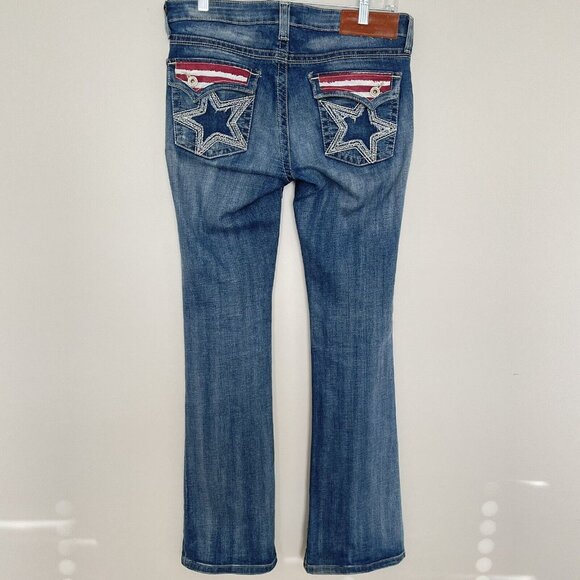 Dang Chicks Glorya Jeans Women’s 29x32 Boot Cut Stars and Stripes Pockets Blue - Picture 3 of 14